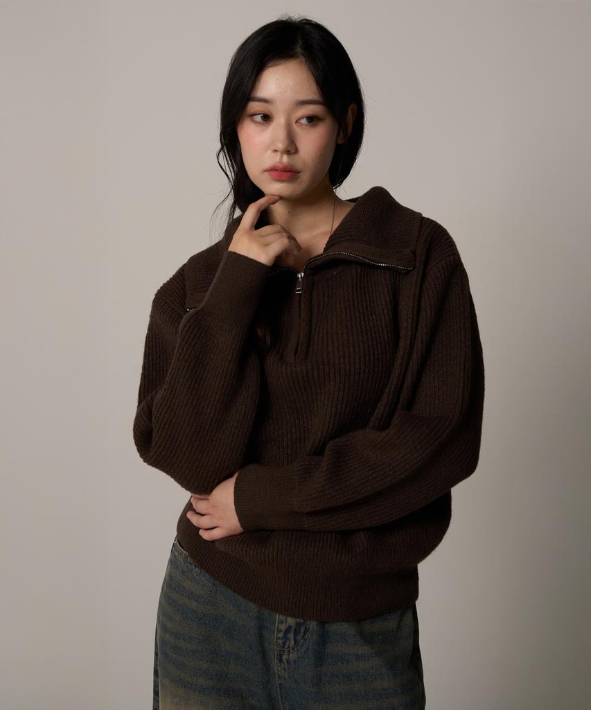 FADERMENT Essential Turtleneck Zip-Up Knit (Beige)