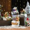 Battery Powered Music Box Snow House Ornament Christmas Handmade Holiday Decoration with Battery Powered LED Light