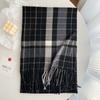 Popular couple black and white plaid scarf women's winter versatile imitation cashmere plaid scarf thickened to keep warm, windproof and cold