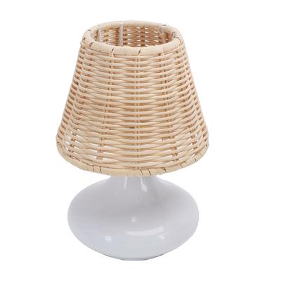 Rattan Bedside Table Lamp Vintage   Bambusoideae Woven End Table Lamp for Bedroom Living Room