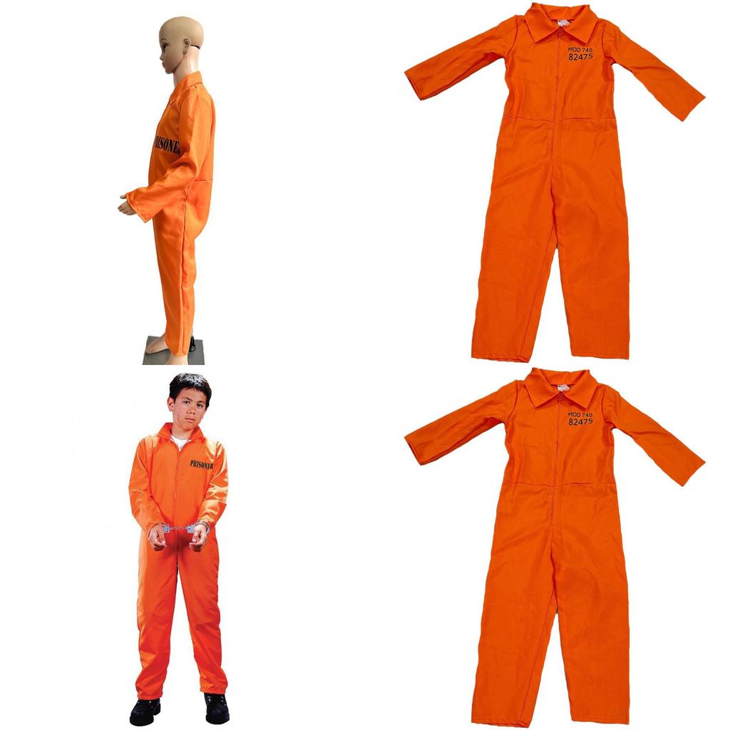 Unisex Oranges Gefängniswärterkostüm Für Jungen Und Mädchen Perfekt Für Halloween-Feiern