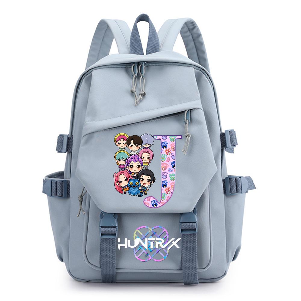 Sac à dos imprimé Kpop Demon Hunters avec 26 lettres anglaises pour adolescent Garçon Fille Sac d'école Enfants Étudiant Sac à dos grande capacité Sac de voyage Cadeau Enfant