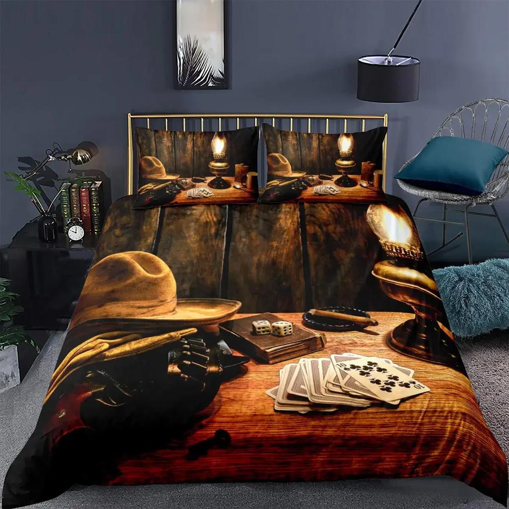 Poker Quen Soft Duvet Cover Set Modern Card Game Beding Set Gamer Playing Warm Comforter Cover Gambling Athletics Polyester Comfortable Quilt Covers