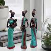 Prachtige Afwerking Uniek Handgemaakt Huisdecoratie Afrikaanse Stamvrouwen Kunstwerk - (Set van 3, groen en zwart van kleur.)