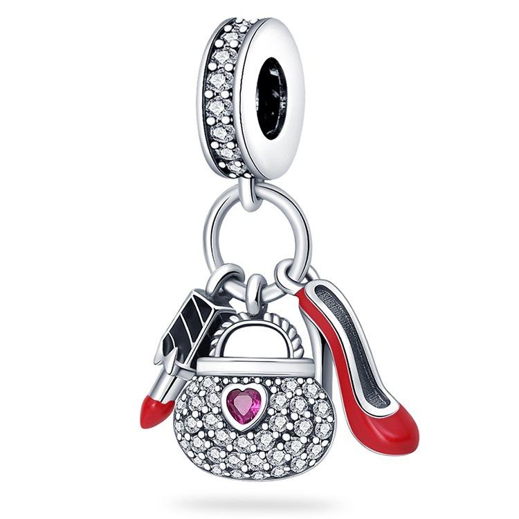Muse Series Perfume Lipstick High Heels Bag Charm Beads Copper Valentine'S Day Birthday Gift
