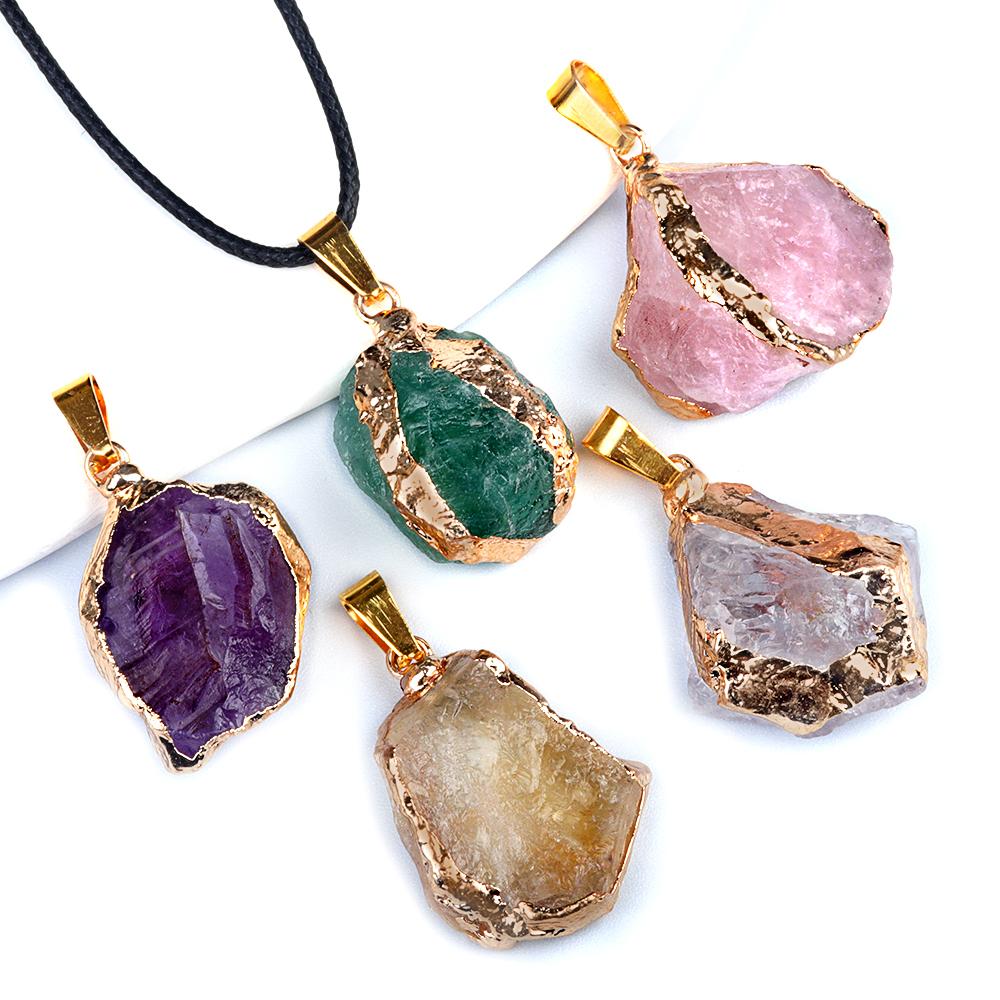 Women Necklace Natural Stone Irregular Pendant Charms For Elegant Women Love Romantic Gift Chains 45+5 Cm