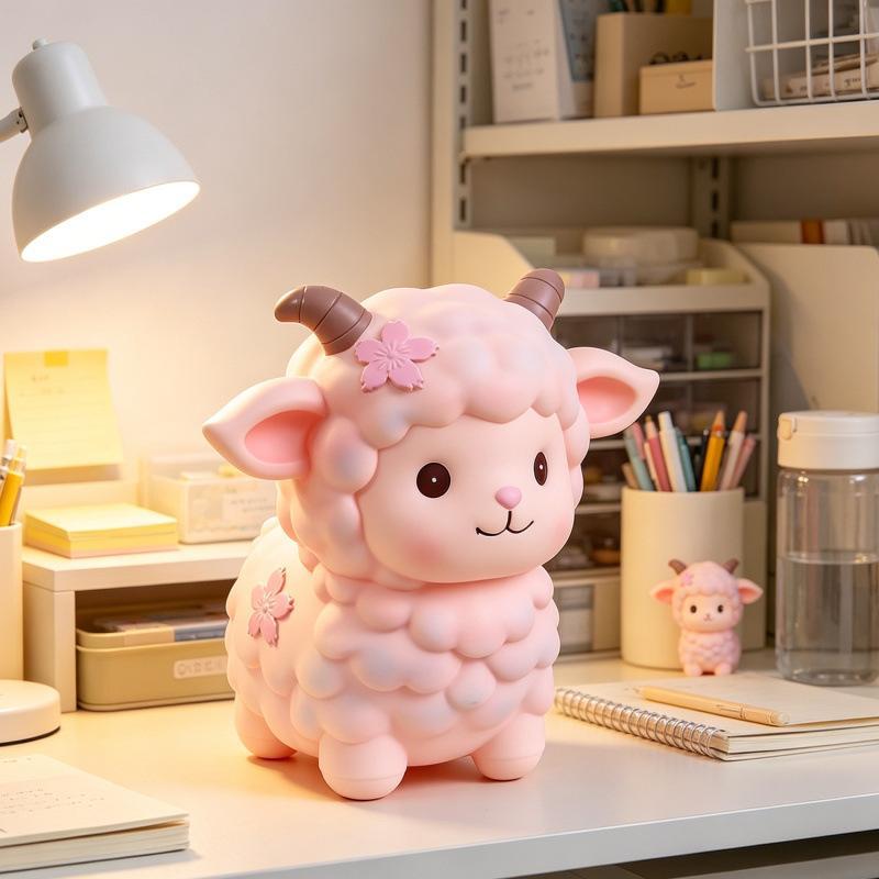 Creative Lamb Shaped Money Bank Anti Drop Large Capacity Coin Saving Box Perfect for Kids Birthday Gifts Desktop Decoration