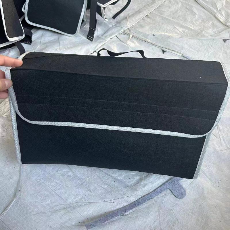 Organiseur de coffre de voiture gris antidérapant, boîte de rangement en feutre souple pour accessoires de voiture