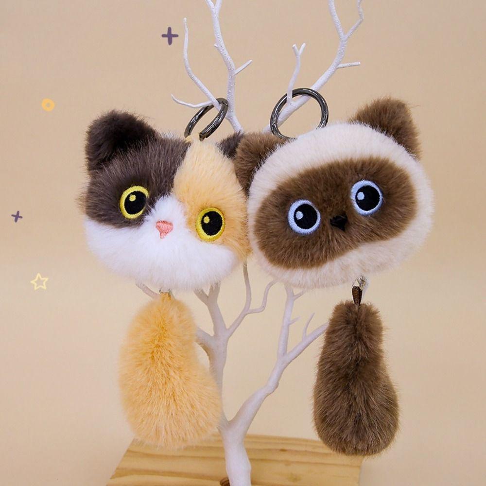 Stuffed Doll Cat Plush Toys Cute Animals Siamese Kitten Doll Bag Charm Cat Pendant Girl Boy