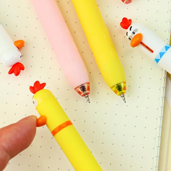 Schattige Kuiken Klik Gelpen 0,5 mm Sneldrogende Inkt Leuke Intrekbare Gelpen voor School Kantoor Stressverlichting Nieuwigheid Schrijfgerei