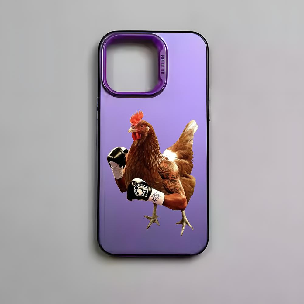 Funny Fighting Duck Chicken Phone Case For iPhone 17 16 15 14 13 12 11 Pro Max Air Colorful Matte Laser Aurora Shockproof Case