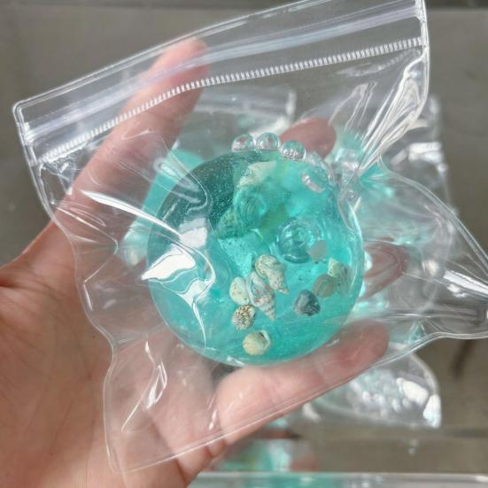 1/2 Pièces Boule Anti-Stress Plage Océan Soulagement de l'Anxiété Balle Transparente Jouet à Presser avec Coquillages à l'Intérieur Relaxation pour Travailleurs de Bureau Balle Sensorielle