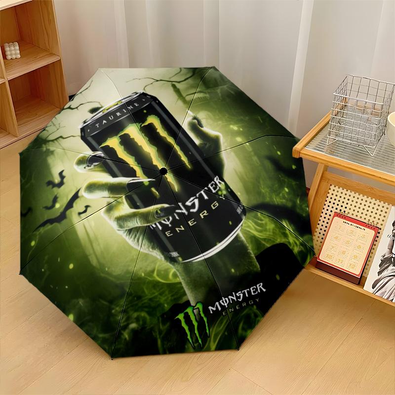 Monster Energy Print 8?Ribs Automatic Umbrella Wind Resistant Lightweight Folding Umbrella For Outdoor Travel