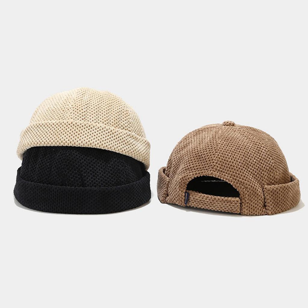 Männer Frauen Winter Hut Docker Cap Brimless Einstellbar Vintage Mode Skullcap Beanie Hut