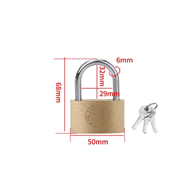 Koperen Hangslot Kleine Sloten voor Koffer Kast Huisverbetering Hardware 20mm 25mm 30mm 40mm 50mm Inclusief 3 Sleutels