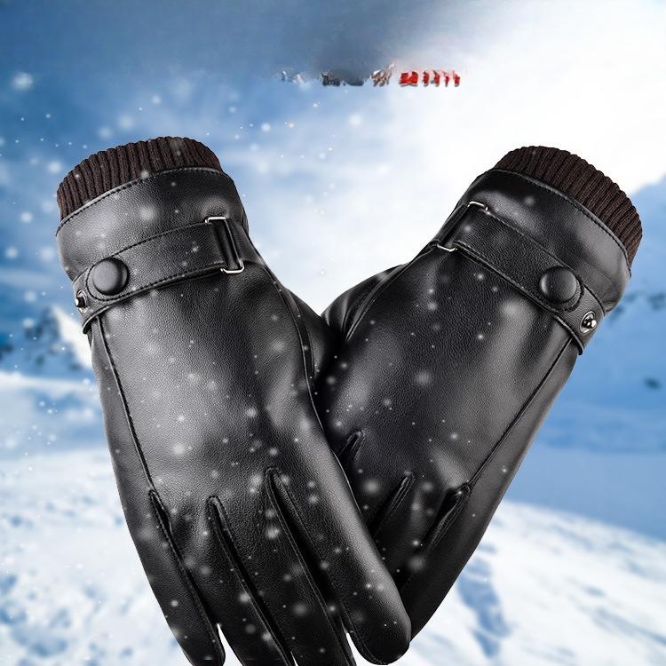 Neue Herbst- und Winter-Warme Lederhandschuhe für Reiten im Freien Plus Samt Verdickt PU Paar Männer und Frauen Kälte-Touchscreen-Handschuhe