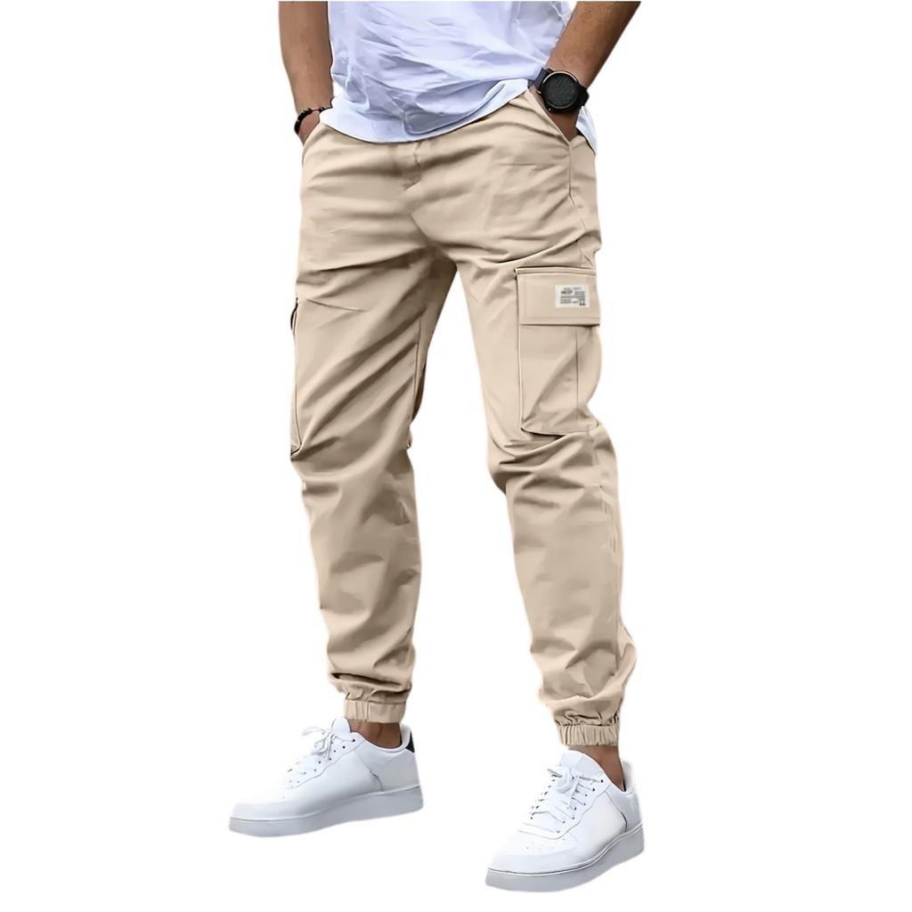 Men's Casual Slim Fit Jogger Pants Outdoor Multi Pocket Cargo Trousers Ankle Length Functional Design
