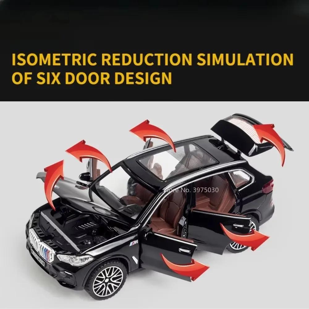 Nieuw 1:32 Schaal BMW X5 Legering Auto Model Gegoten Speelgoed Licht Geluid SUV 6 Deuren Te Openen Miniatuur Voertuig Kindercollectie Cadeau Ophalen Ornamenten