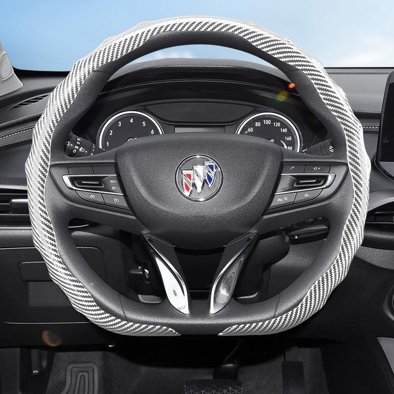 Suitable for Buick Carbon Fiber Texture Steering Wheel Cover Snap-On Wave-Shaped Sporty Design Durable Protective Case Encore Gx Envista Envision