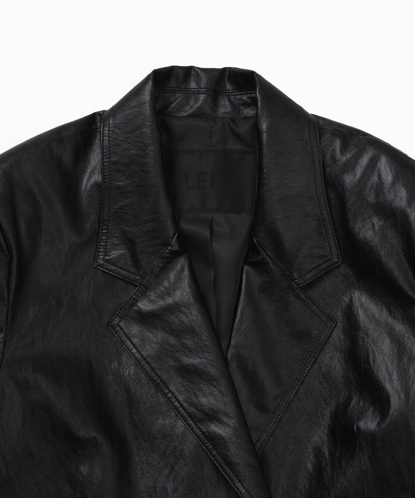 Leftseoul Synthetic Leather Oversized Jacket [Black]