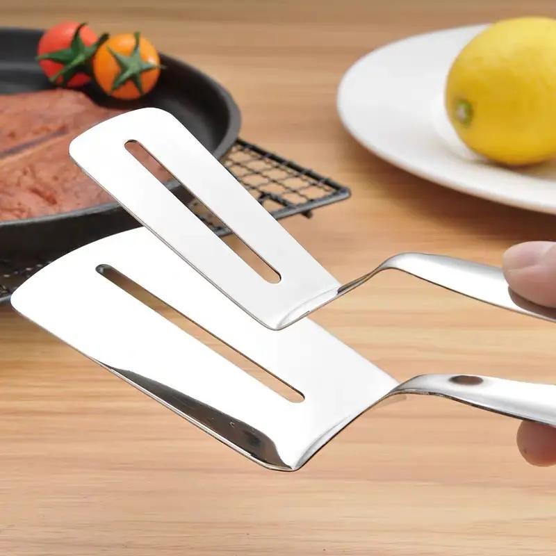 Stainless Steel Non-Stick Fish Turner Tongs - Ergonomic Kitchen Tool for Flipping Fish, Steak & More - Durable & Easy To Clean