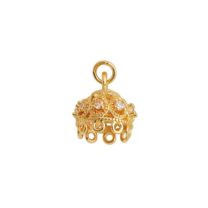 14K Gold Filled Zircon Crown Tassel Pendant Charm for DIY Jewelry.