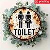 Vintage Rusted Toilet Restroom Round Metal Sign D Flat Printed Retro Men Women Icon Art Tin Plaque Rustic Aged Bathroom Wall