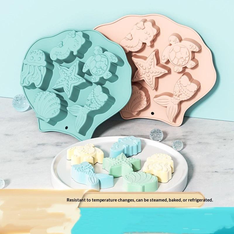 Seahorse Starfish Silicone Mould Mermaid Tail Chocolate Mold for Cake Decorating DIY Baking Favors