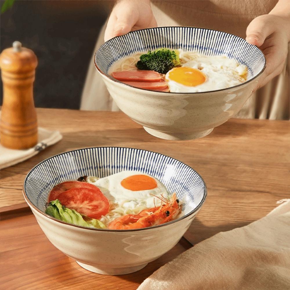 Striped Pattern Soup Bowl Under Glaze Color Salad Bowl Practical Rice Bowl  Dinner