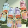1PC Vintage 1983 Radio Art 750ml Color Plastic Sports Water Bottle Leakproof Flip Straw Lid Suitable for Sports Office Home Use