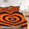 3pcs Orange Heart Pattern Bedding Set, Breathable and Soft, Suitable for All Seasons, Ideal for Home Use, Suitable for Bedroom Decor Yy250821201