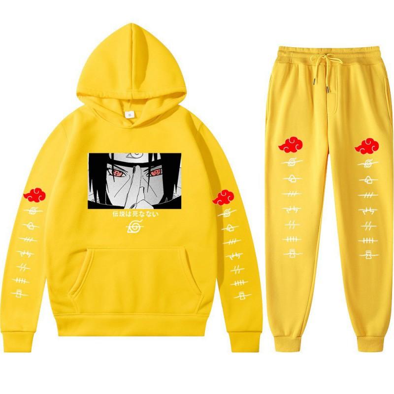 Ensemble Hoodie Anime Naruto Hommes Femmes - Impression Uchiha Itachi Sweat à Capuche Décontracté Manches Longues Pantalon
