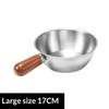 17Cm Single-Person Pot Stainless Steel Bowl Walnut Wood Handle Fruit Salad Yogurt Bowl Restaurant Breakfast Cooking Tool
