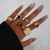 6 Stück Maillard-Braun Steinring-Sets für Damen Mode Bunter Zirkon Geometrischer Öffnungs-Fingerring Luxus Party Schmuckzubehör