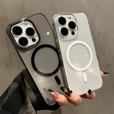 Ultra dünne transparente Hartschalen-Handyhülle für iPhone 15 17 Air 16 14 13 12 Pro Max Plus Magsafe Kabelloses Laden Magnetische Funda Capa