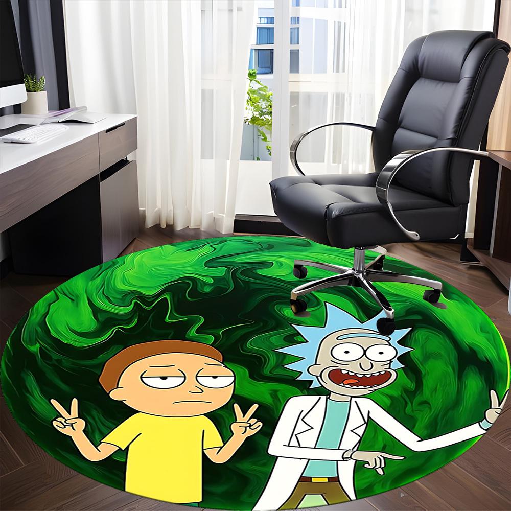 1pc Rick and Morty Office Round Area Rug, Indoor Mat Suitable For Office,Bedroom Living Room Home Decor, Room Deco A0926081