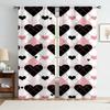 2PCS Pink Haige Pattern Love Style Curtains   Retro Sweet Style   Bedroom and Living Room   Drawbar Pocket Decorative Curtains
