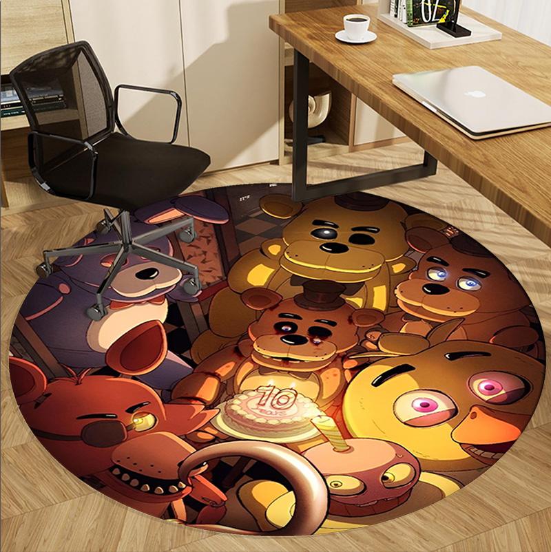 Five Nights at Freddy's Muster Runder Teppich, Innen-/Außenmatte, für Picknick, Spielzimmer, Schlafzimmer, Büro, Wohnzimmer, Heimdeko Teppich, Geburtstagsgeschenk