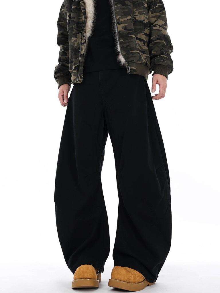 Trendy Wide-Leg Retro Brown Jeans with Curved Knife Silhouette for Men and Women