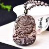 Pendente Zodiaco Drago in Ossidiana Naturale per Uomo e Donna - Design Drago in Giada