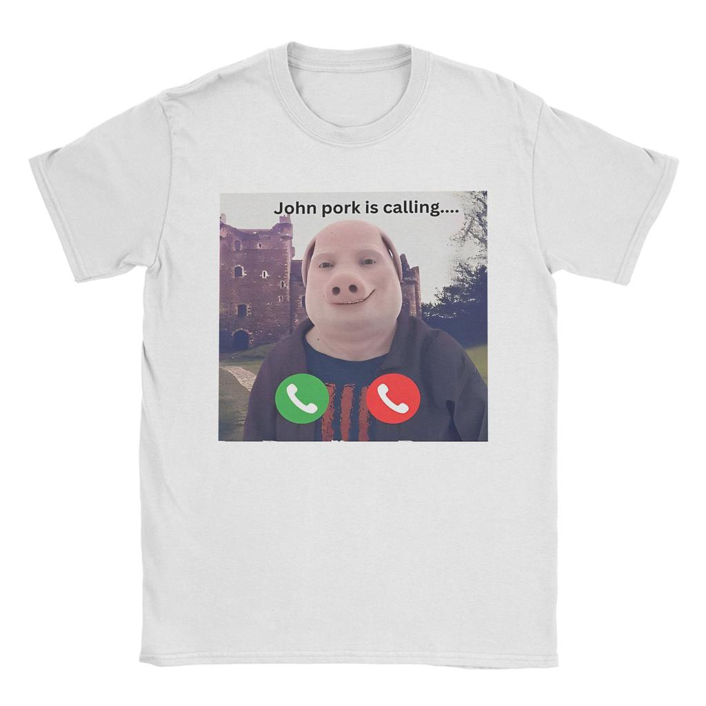 Unisex Unisexs Tshirt John Pork Funny Brainrot Meme Casual Cotton Tees Short Sleeve T Shirt Round Neck Tops Plus Size