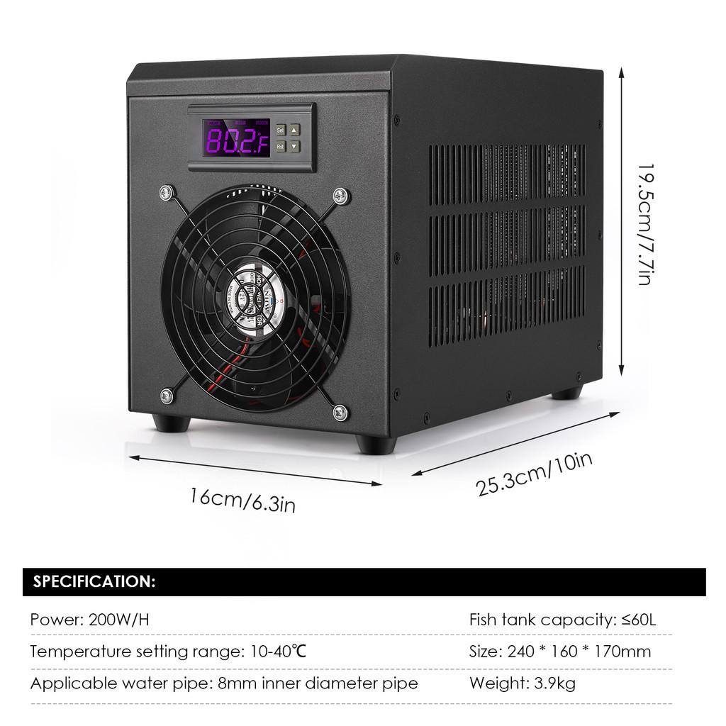 240*160*170mm 180W 60L 10-40℃ Constant Temperature Device Fish Tank Cooler Sustainable Refrigeration Aquarium Water Chiller Heater System
