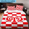 Set Biancheria da Letto a Fantasia Mainz Rosso Bianco 3 Pezzi, Include 1 Copripiumino e 2 Federe Perfetto per Camera da Letto, Dormitorio, Regalo di Natale per Fan