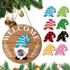 Panneau de bienvenue gnome d'Halloween avec chapeaux magnétiques amovibles Panneau de porte gnome DIY Décoration Plaque décorative créative en bois multifonctionnelle