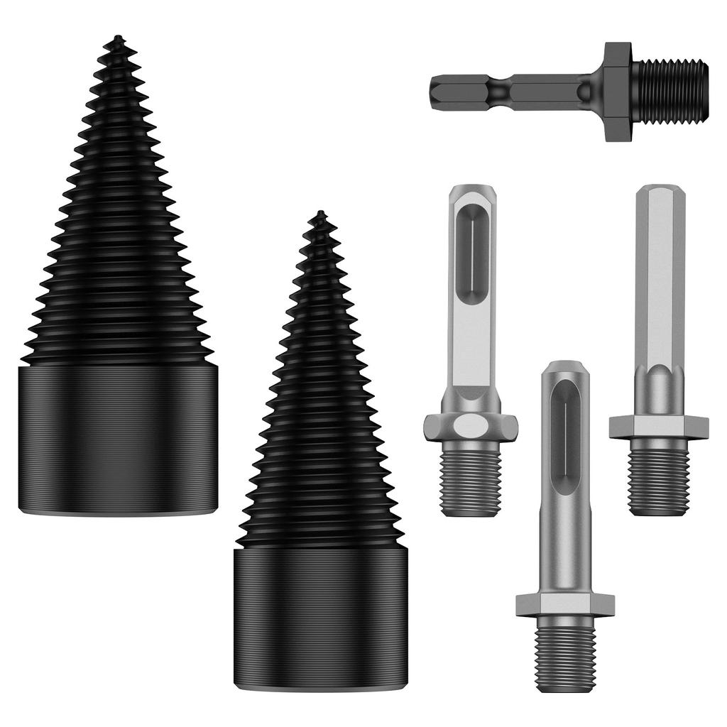 1/2PC Firewood Log Splitter 32/42mm Sturdy High-Carbon Steel Wood Log Splitter Screw Cones Drill Bit with Hex/Round/Square Shank