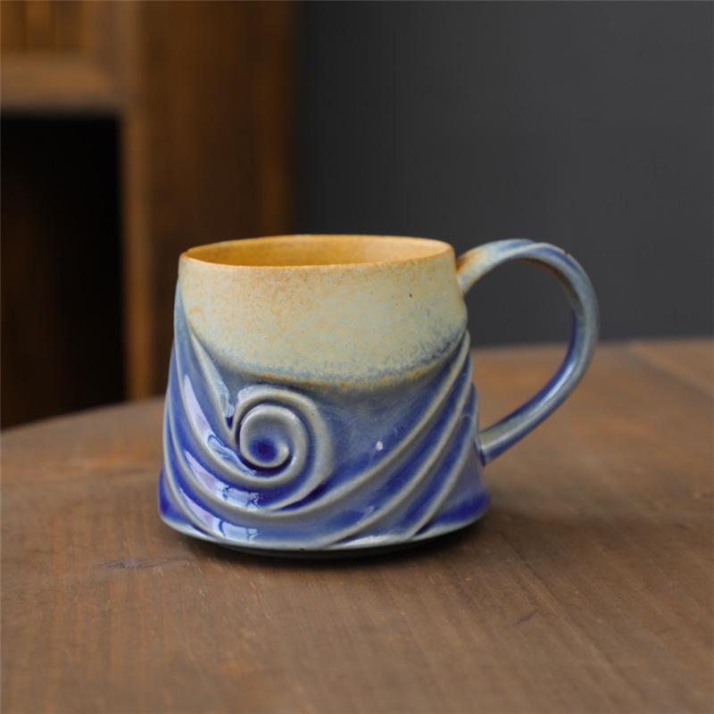 Zhai Jifeng Creative Ceramic Cup Personalized Source Household Kiln Change Water Cup Leaf Vein Shaping Coffee Cup