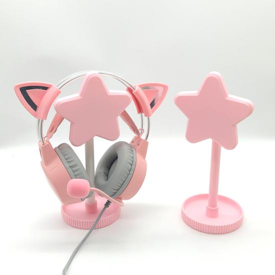 Yousheng 3D Printed Headphone Stand, Star Shape Headset Holder, Earphone Stand with Cable Holder, Flexible Headrest with Solid Base for All Headphones
