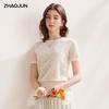 Zhaojun Women's Spring/Summer Silk Blend Hollow Knit T-Shirt
