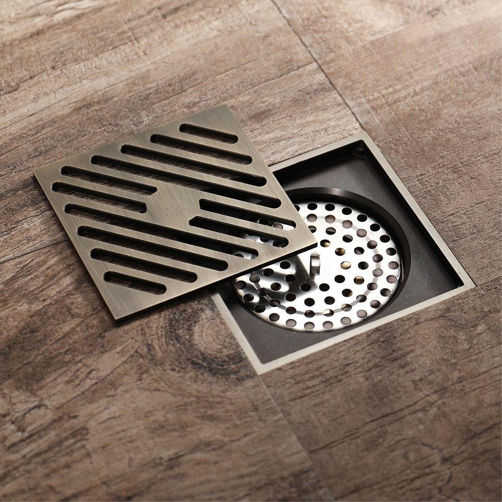 Anti Odor Floor Drain Square Hair Strainer 100*100mm Antique Linear Floor Drain Bathroom Toilet