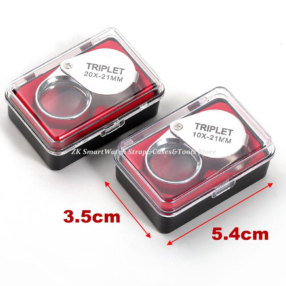 10x 20x 30X 21mm High Magnification Metal Folding Glass Lens Small Portable Jewelry Watch Identification Magnifying Glass Tool